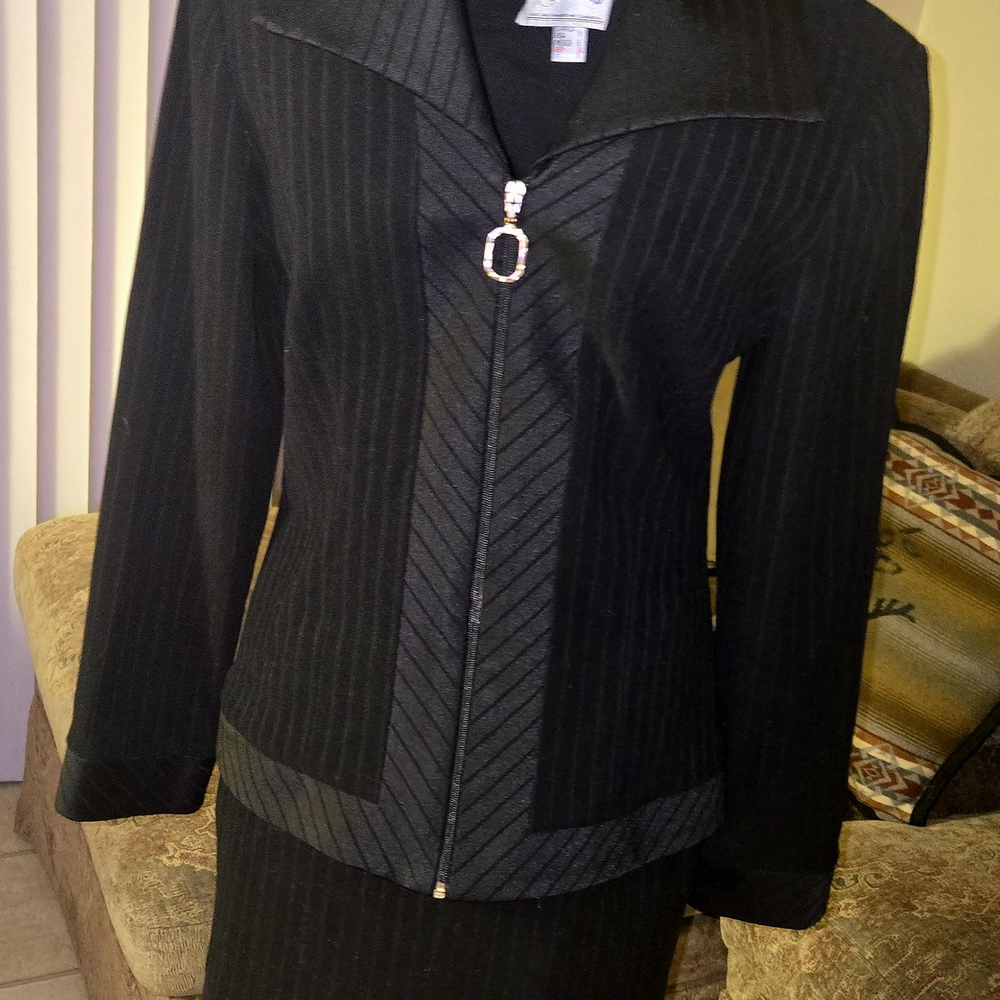 Joseph Ribkoff Black Suit! Top And Skirt.